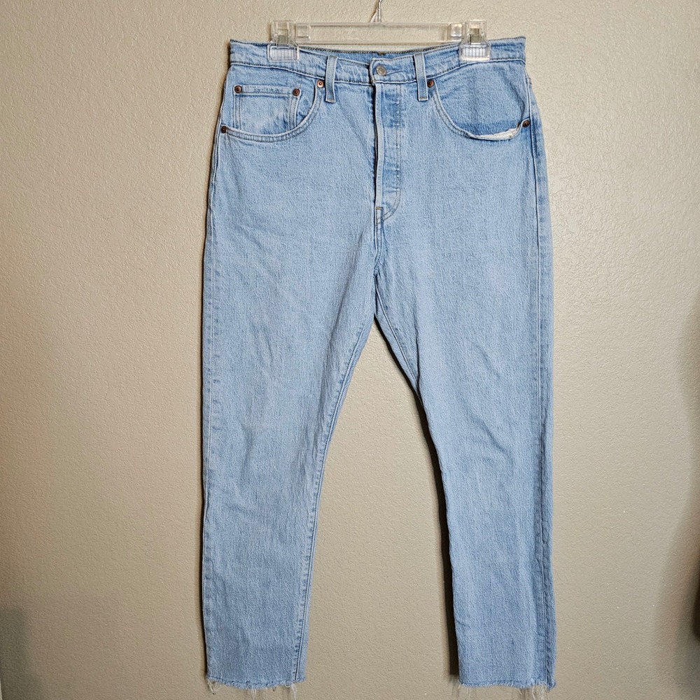 Levis‎ 501 Skinny Jeans Button Fly Blue High Rise Raw Hem Button Fly 31